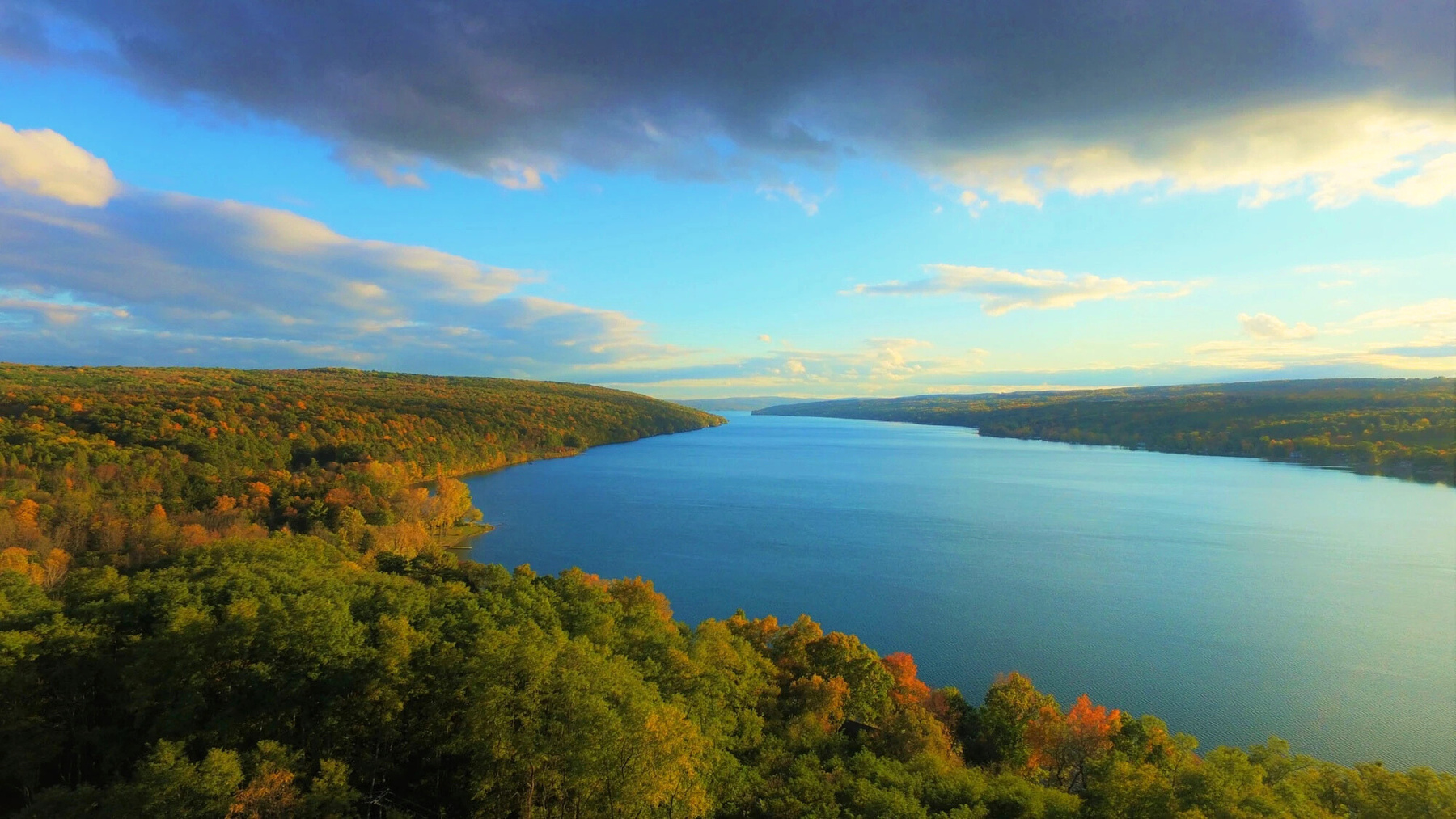 Aerial view of Keuka Lake in the Finger Lakes